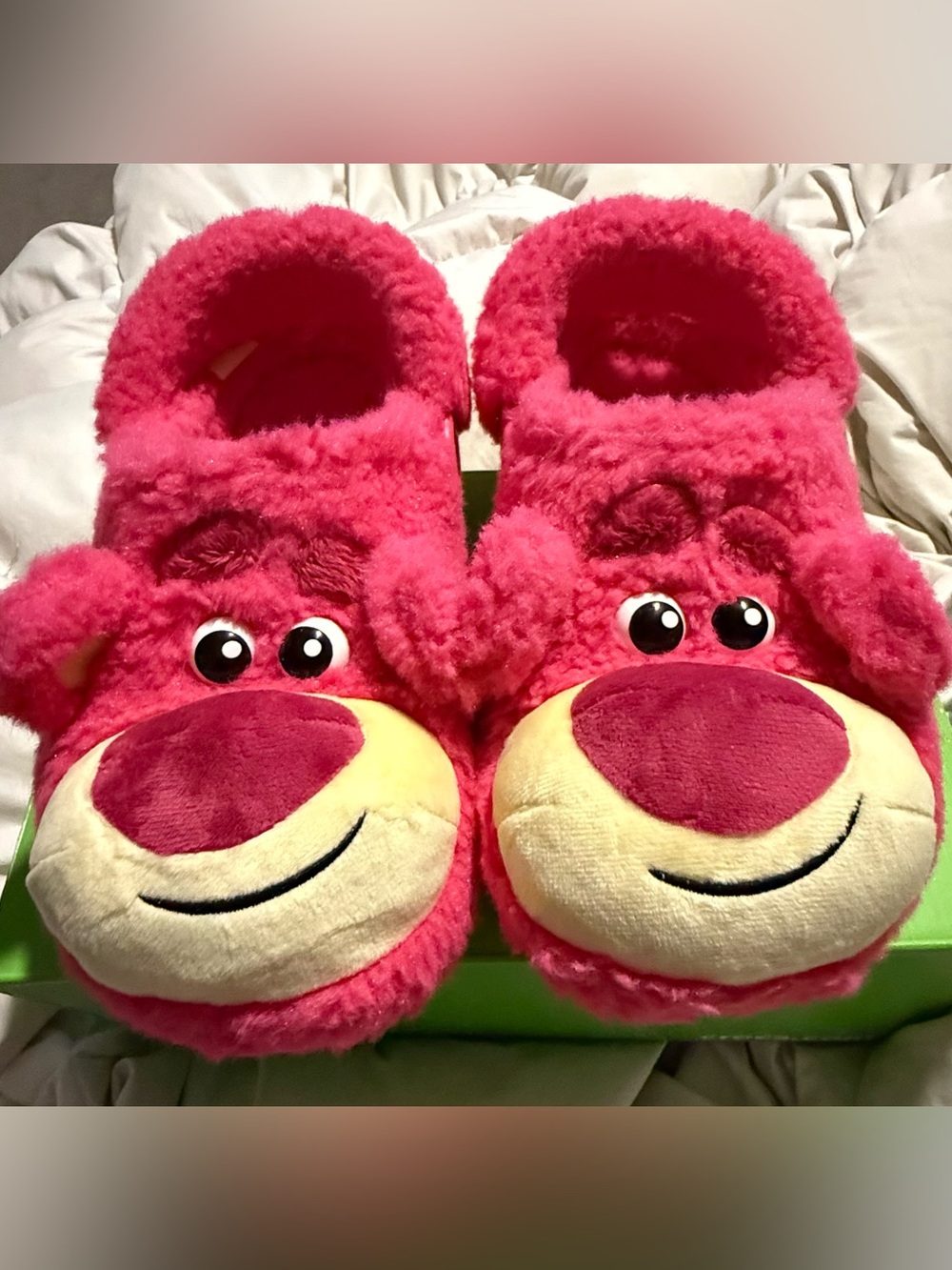 CROCS Pink Plush Character Mules - Lotso Bear Style
